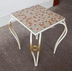 vintage bijzettafeltje Mozaïek roze wit glazuurtegeltjes, Vintage mozaïek glazuur jaren 60 70 80, Glas, Minder dan 50 cm, Ophalen of Verzenden