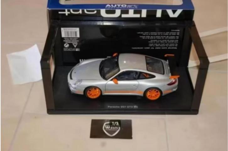 1:18 PORSCHE 911 997 GT3 RS silver orange 77993 Autoart WRH, Hobby en Vrije tijd, Modelauto's | 1:18, Zo goed als nieuw, Auto