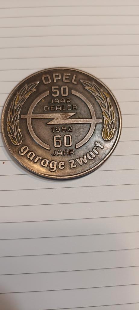Opel 50 Jaar Dealer Garage Zwart Herdenkingsmunt 1982, Postzegels en Munten, Penningen en Medailles, Brons, Nederland, Ophalen of Verzenden