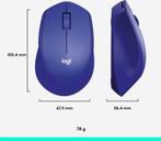 Logitech M330 Silent Plus - Draadloze Muis - Blauw, Rechtshandig, Ergonomisch, Logitech, Info@currentcomponents.nl