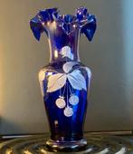 Fenton Kobaltblauwe Vaas met Aardbeien, 1960-1970, Ophalen of Verzenden