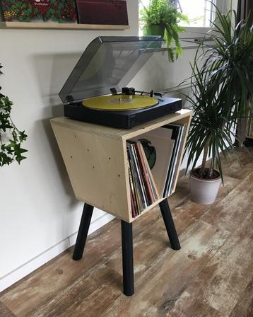 Houten LP platenmeubel kast, voor platenspeler en vinyl