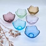 Vintage Glazen Kommen Set - Bloemvorm Jaren '80, Schaal, Ophalen of Verzenden, Overige vormen, Glas
