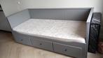 Bedbank met drie lades en evt uitschuifbaar tot 2 pers. bed, 80 cm, Grijs, Gebruikt, Eenpersoons