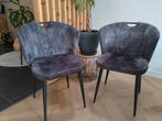 Set van 2 antraciete velours eetkamerstoelen, Huis en Inrichting, Ophalen, Overige materialen, Gebruikt, Twee