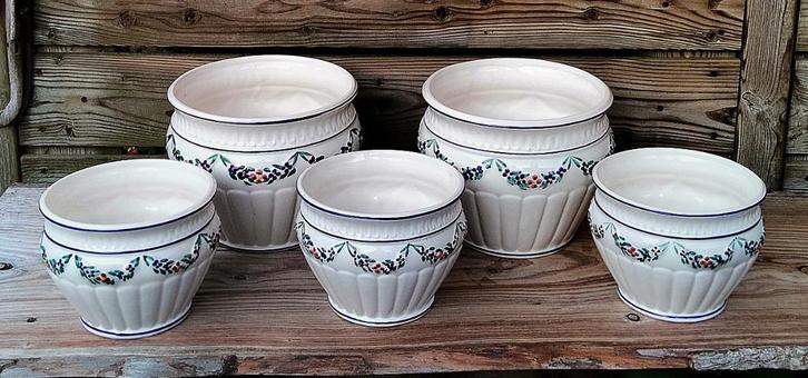 5x Antieke Jardinière Bloempot Per stuk of 1Koop - zie Omsch, Tuin en Terras, Bloempotten, Zo goed als nieuw, Binnen, Ophalen of Verzenden