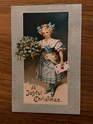Oude Kerstansichtkaart Kerst ansichtkaart A Joyful Christmas beschikbaar voor biedingen