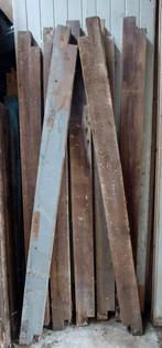 7 geïmpregneerde oude houten balken, Doe-het-zelf en Verbouw, Hout en Planken, Ophalen, Gebruikt, Balk, Vuren