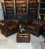 Gevlamd Bruine Springvale Chesterfield Clubfauteuil, Huis en Inrichting, Fauteuils, Bollenmarkt 14c Zwaagdijk Oost, Treasure, Ophalen of Verzenden