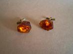 Antieke manchetknopen amber-barnsteen en zilver gemerkt S835, Ophalen of Verzenden, Overige materialen, Manchetknopen