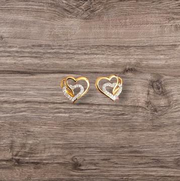 Vergulde oorstekers 14k van 925 zilver hartjes met zirkonia beschikbaar voor biedingen