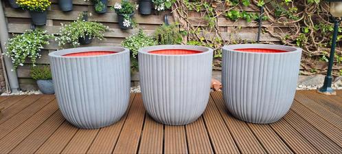 Grote grijze plantenbakken bloempotten 54x52 cm van Capi, Tuin en Terras, Bloempotten, Gebruikt, Kunststof, Binnen, Balkon, Tuin