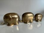 Vintage Set 3 Zware Messing Olifanten Hollywood Regency 60’s, Antiek en Kunst, Antiek | Koper en Brons, Ophalen of Verzenden, Koper