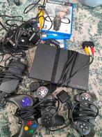 PlayStation 2 Slim met 3 controllers + games, Spelcomputers en Games, Spelcomputers | Sony PlayStation 2, Zwart, Ophalen of Verzenden