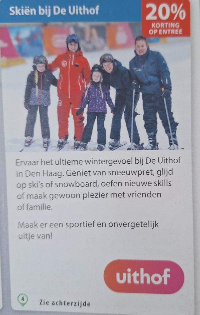 Skien bij de Uithof 20% korting, Drie personen of meer, Kortingskaart