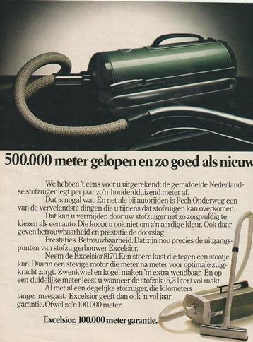 Retro reclame 1978 Excelsior groene stofzuiger jaren 70 beschikbaar voor biedingen