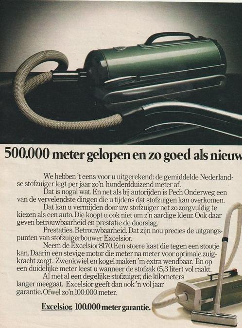 Retro reclame 1978 Excelsior groene stofzuiger jaren 70, Verzamelen, Retro, Overige typen, Verzenden
