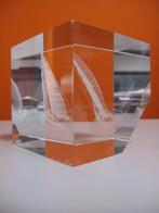 prachtige kristallen kubus met afbeelding 3D zeilboot, Antiek en Kunst, Ophalen of Verzenden