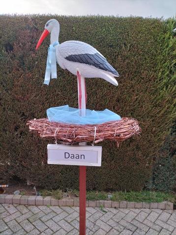 3D ooievaar + nest + met naambordje naar keuze. beschikbaar voor biedingen