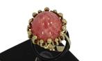 Robuuste Rhodochrosiet 14k gouden fraaie dames ring vintage