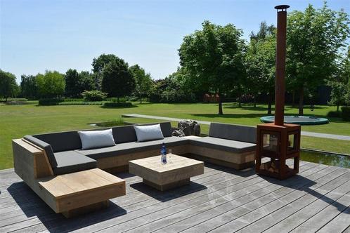Design Lounge u-bank van steigerhout, zwevend model, Tuin en Terras, Tuinsets en Loungesets, Nieuw, Steigerhout, Bank, Ophalen of Verzenden