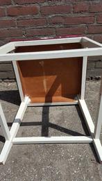 vintage Poef bekleed met gouden stof, Ophalen of Verzenden
