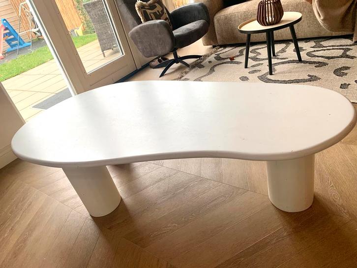 Salontafel wit organisch massief hout, Huis en Inrichting, Tafels | Salontafels, Gebruikt, Minder dan 50 cm, 50 tot 100 cm, 150 tot 200 cm