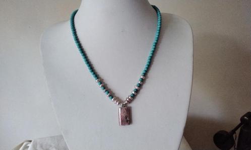 Prachtige Ketting Turkoois Parels Rhodochrosiet  Zilver 925, Sieraden, Tassen en Uiterlijk, Kettingen, Nieuw, Zilver, Roze, Met edelsteen
