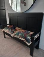 Antieke houten kinder bank mat zwart, Ophalen