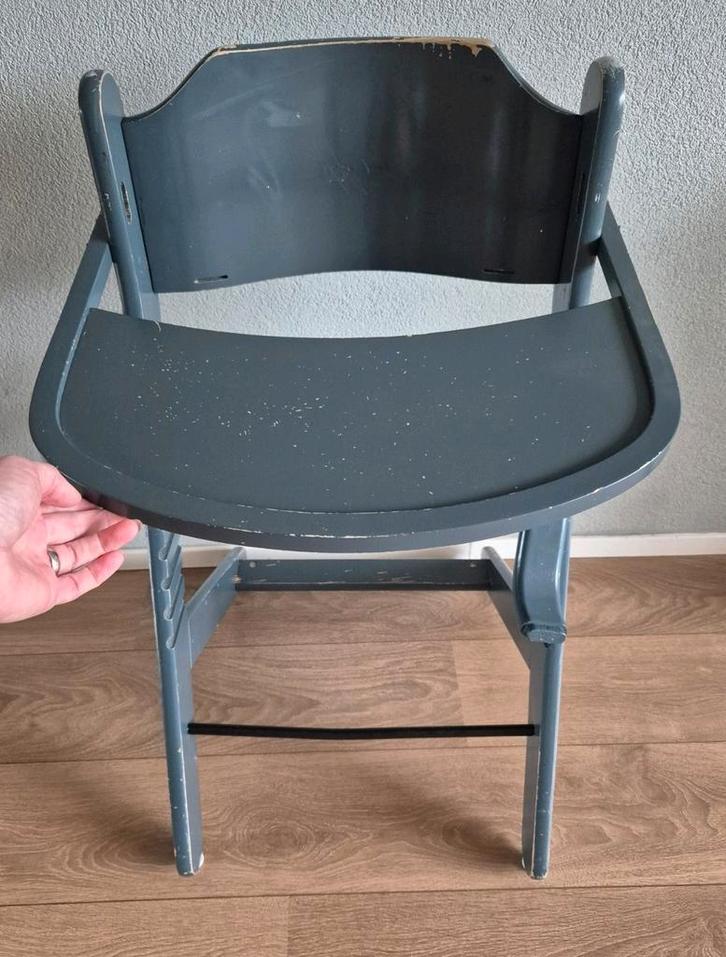 Baninni meegroeistoel, kinderstoel, hout , antraciet, baby, Huis en Inrichting, Stoelen, Gebruikt, Eén, Grijs, Ophalen