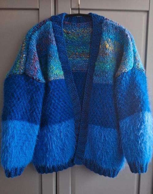 Nieuw handgemaakt mohair/wol mix vest, grote maat, Kleding | Dames, Truien en Vesten, Nieuw, Maat 46/48 (XL) of groter, Blauw