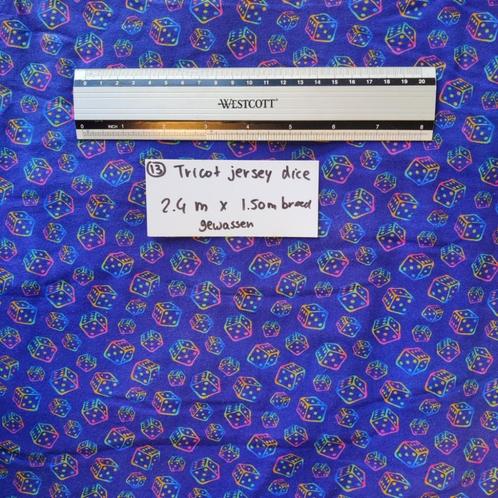 Stenzo katoen tricot dobbelstenen coupon, Hobby en Vrije tijd, Stoffen en Lappen, Nieuw, Katoen, 120 cm of meer, 30 tot 200 cm