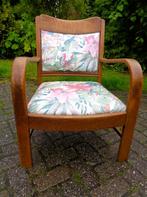 Art Deco eiken lage fauteuil (stoffen zitting en rugleuning), Ophalen