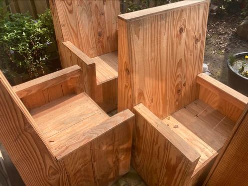 Douglas tuinstoelen, 4 stuks. Handgemaakt!, Tuin en Terras, Tuinstoelen, Gebruikt, Hout, Ophalen