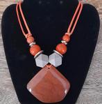 🧡NIEUW 🧡Boho/Retro Ketting 🧡Steen Hanger 🧡Oranje Kralen, Nieuw, Overige materialen, Oranje, Verzenden