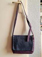 Unieke schoudertas in paars, blauw en rood leer, Ophalen of Verzenden, Zo goed als nieuw, Blauw, Schoudertasje