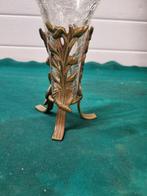 vaasje in messing houder bewerkt, Huis en Inrichting, Woonaccessoires | Vazen, Ophalen of Verzenden, 'T Olde Gre-j, Info@toldegrej.nl