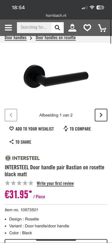 INTERSTEEL deurbeslag Door handles black matt x3 boxes beschikbaar voor biedingen