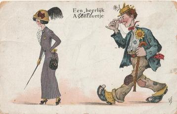 HUMOR ONDEUGEND DAME UIT 1921 MOOIE ZEER OUDE KAART KJ50 beschikbaar voor biedingen