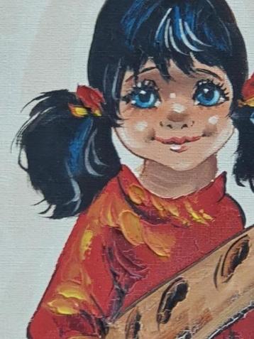 Retro vintage Big Eyes Grote ogen meisje stokbrood 1974 beschikbaar voor biedingen