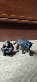 Schleich chimpansee met baby en zwarte panter, Verzamelen, Dierenverzamelingen, Ophalen of Verzenden, Zo goed als nieuw, Beeldje of Figuurtje