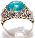 Schitterende 950/1000 Zilver Ring Cabochon Eilatsteen, Sieraden, Tassen en Uiterlijk, Verzenden, Zilver, Ring, Met edelsteen