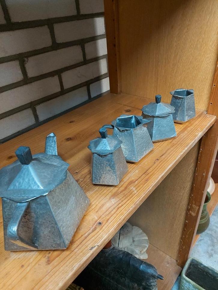 Art Deco Tinnen Theeservies, Antiek en Kunst, Antiek | Tin, Ophalen of Verzenden