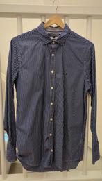 Tommy Hilfiger overhemd donkerblauw met witte strepen maat M, Blauw, Ophalen of Verzenden, Halswijdte 39/40 (M), Tommy Hilfiger