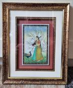 Indiase traditionele miniatuur schilderij “Ragini” op marmer, Ophalen of Verzenden