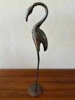 Prachtig beeld vintage kraanvogel flamingo vogel bronskleur, Antiek en Kunst, Ophalen of Verzenden