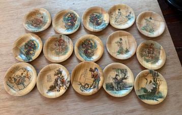 Vintage bamboe bordjes Aziatisch 15 stuks beschikbaar voor biedingen