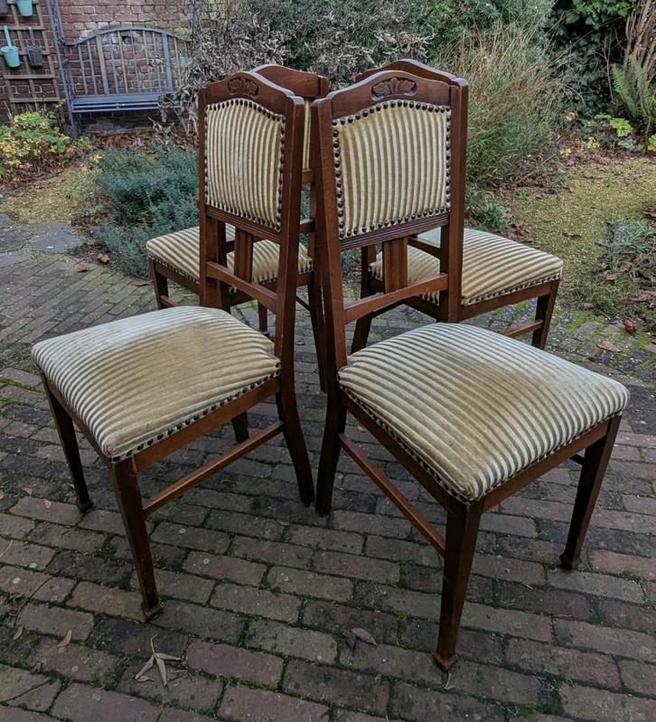 Set van 4 eetkamerstoelen, Antiek en Kunst, Antiek | Meubels | Stoelen en Banken, Ophalen