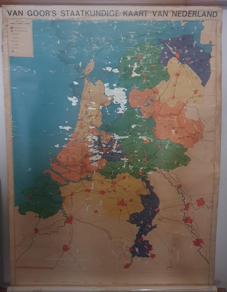 Oude landkaart schoolkaart van Nederland, Ophalen, Aardrijkskunde