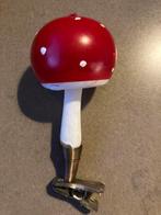 Oude kerstbal glas paddenstoel op knijper rood wit, Ophalen of Verzenden, Zo goed als nieuw